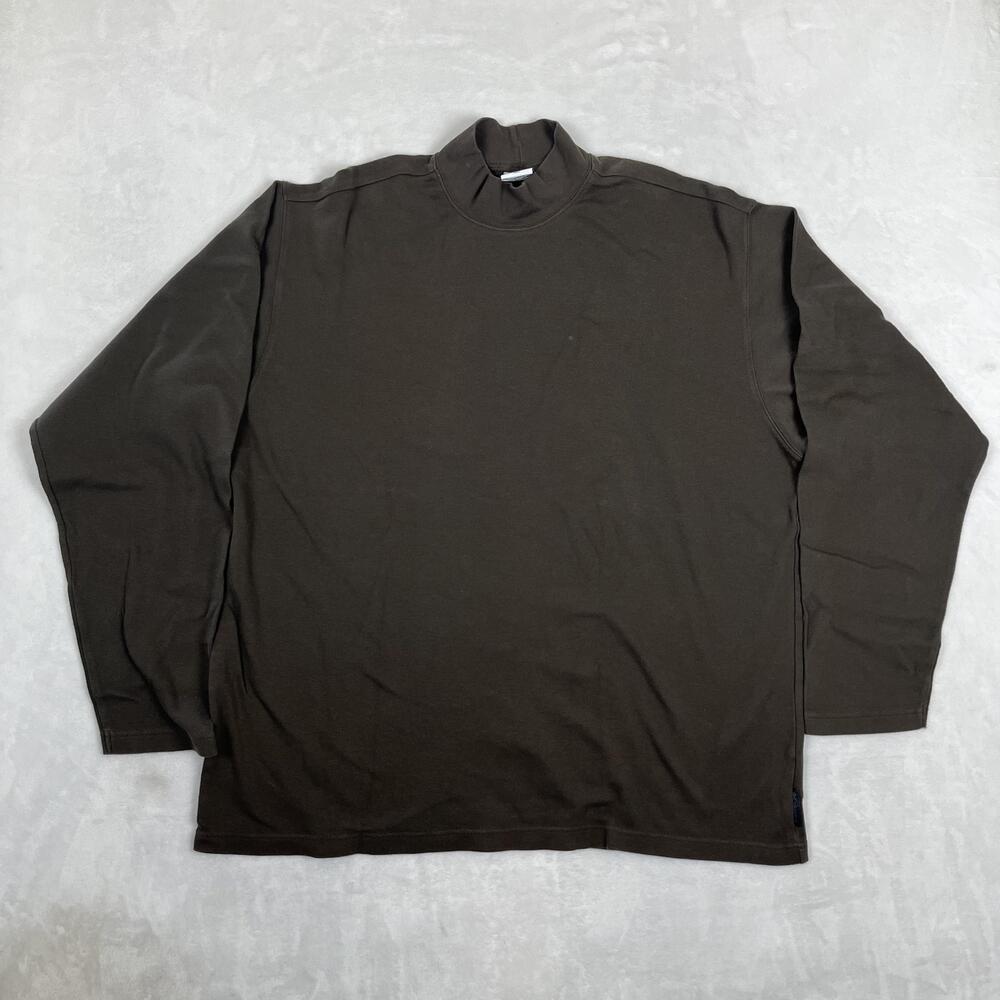 Columbia Long Sleeve T-Shirt Mens 2XL Brown Mock Neck Solid Logo Hiking